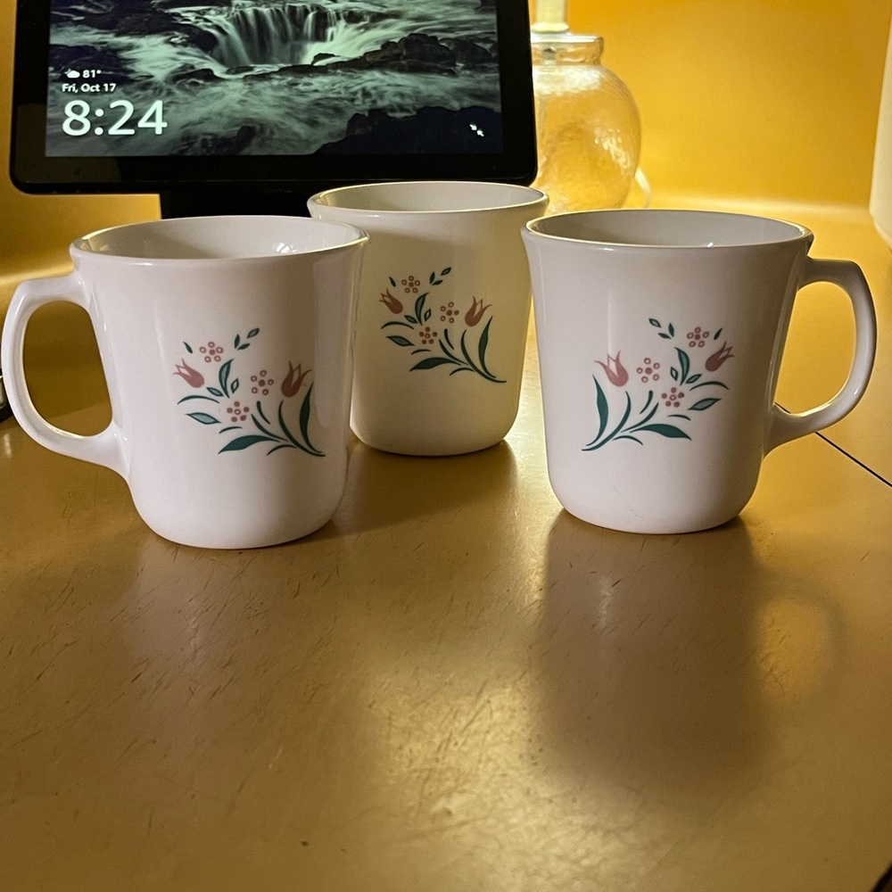 Retro 80s Corelle Corning Ware Rosemarie (Corelle) Ceramic Mugs Set of 3
